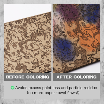 Comparison before and after using the dry-brushing palette: avoid particle residue and paper towel flaws.
