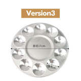 17cm round metal art palette, 10 wells (3.5cm each), perfect for mixing watercolor, acrylic, and oil paints.