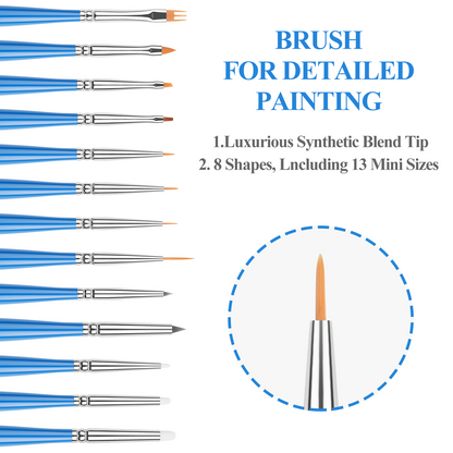 13 PCS Extra Fine Detail Miniature Paint Brush Set