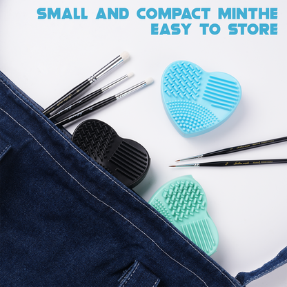 Golden Maple Brush Cleansing Brush Cleaner,Soft Silicone Washing Scrubber,Heart shaped Scrub for Cosmetic Makeup Brush Cleaning Mat