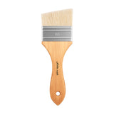 Angled Hog Bristle Hake Brush size 60 with ergonomic bamboo handle for oil & acrylics.