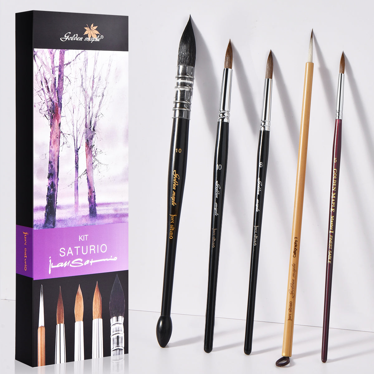 Golden Maple & Juan Saturio Professional Watercolor Mixing Brush Set