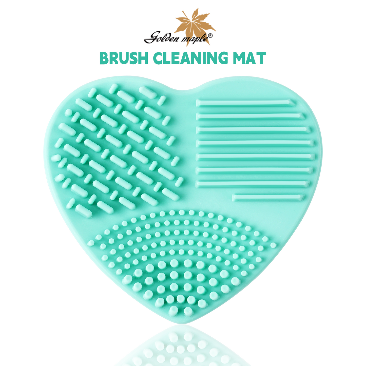 Golden Maple Brush Cleansing Brush Cleaner,Soft Silicone Washing Scrubber,Heart shaped Scrub for Cosmetic Makeup Brush Cleaning Mat