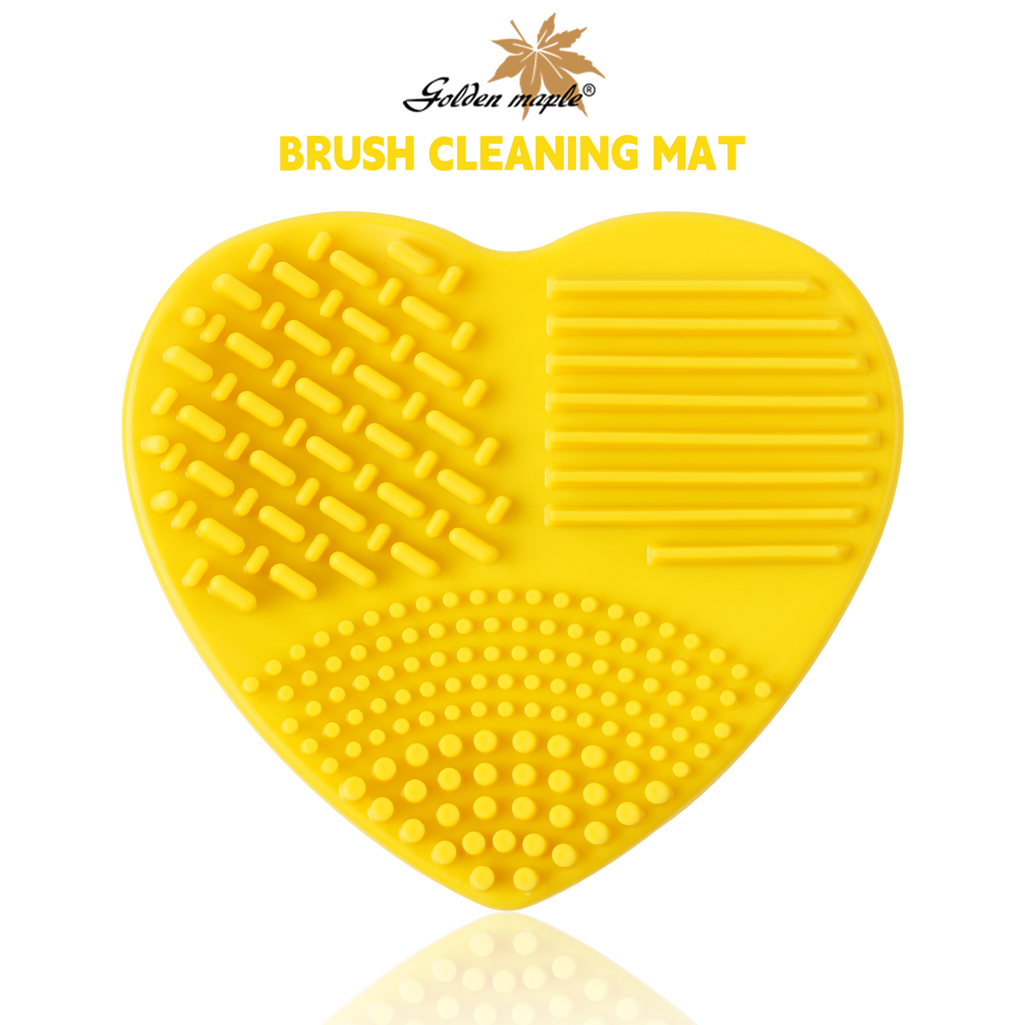 Golden Maple Brush Cleansing Brush Cleaner,Soft Silicone Washing Scrubber,Heart shaped Scrub for Cosmetic Makeup Brush Cleaning Mat