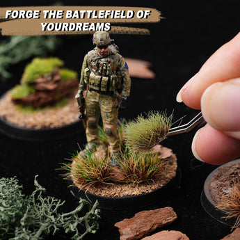 A miniature base scene built using swamp tufts.