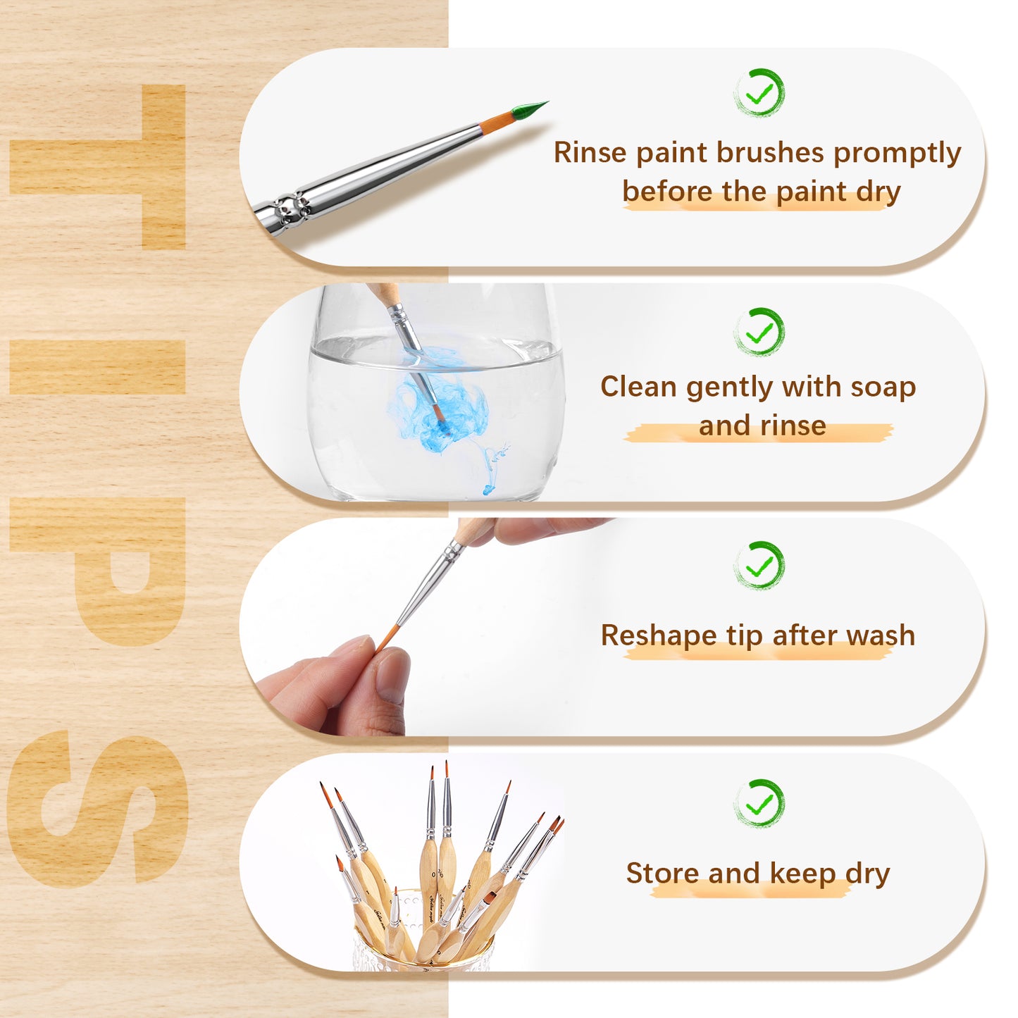 Golden Maple Professional All-in-One Set, 15 PCS Model Detail Paint Brush Set