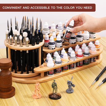 Take out the paint from the paintbrush and paint organizer to do miniature painting.