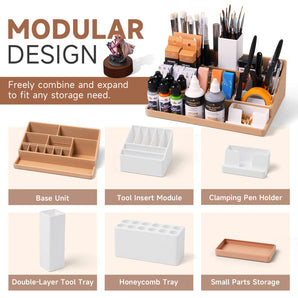 3D Printed Miniature Tool Organizer — Desktop Storage Rack for Painting Workbench