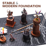 Miniatures are displayed on the miniature display plinths.