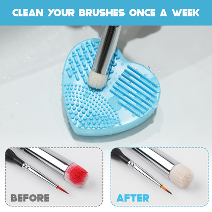 Golden Maple Brush Cleansing Brush Cleaner,Soft Silicone Washing Scrubber,Heart shaped Scrub for Cosmetic Makeup Brush Cleaning Mat