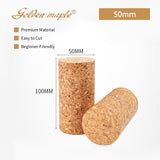 Golden Maple 50mm diameter x 100mm length cylindrical cork handles. Durable, easy to cut, premium craft cork.