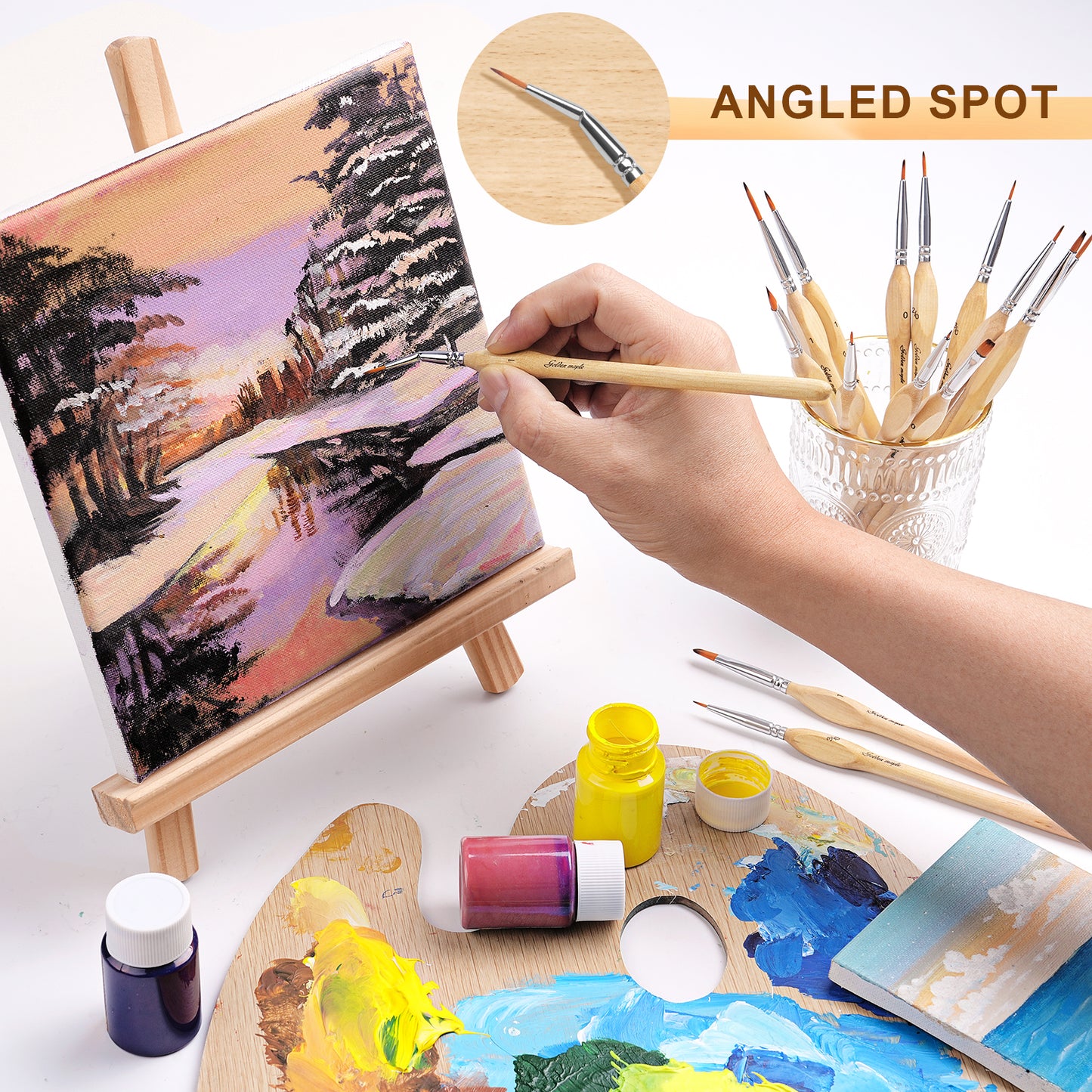 Golden Maple Professional All-in-One Set, 15 PCS Model Detail Paint Brush Set