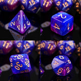 Comparison of four different types of polyhedral dice.