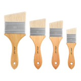 GoldenMaple 4pcs Bristle Angled Hake Brush Set: Sizes 40, 50, 60, 80 with bamboo handles for acrylic & oil painting.