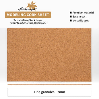 2mm fine granule modeling cork sheet, easy to cut for miniature brickwork and terrain structures.