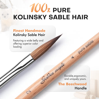 The bristles is made of pure Kolinsky sable hair, and the handle is crafted from beechwood.