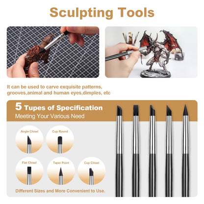 Golden Maple Clay Shapers - Color Shapers  Black Firm Clay Coloring Drawing Tool Set - 5pcs Silicone Tips, Clay Shapers, Pottery Painting Tools