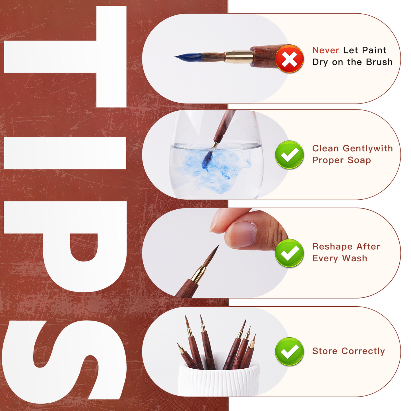 Golden Maple 6PCS Kolinsky Detail Brush Set