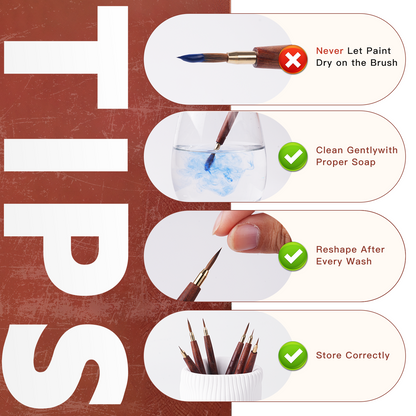 Golden Maple 6PCS Kolinsky Detail Brush Set