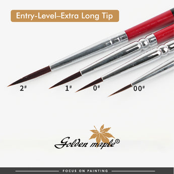 4 Extra-long tip synthetic detail brushes for micro-detailing and precise fine lines on hobby models.