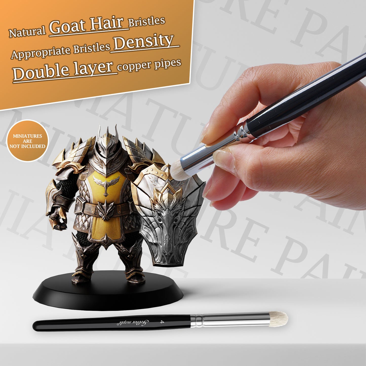 Golden Maple Dry Brushes Miniature Painting Drybrush Set 6PCS Premium Wool Hair