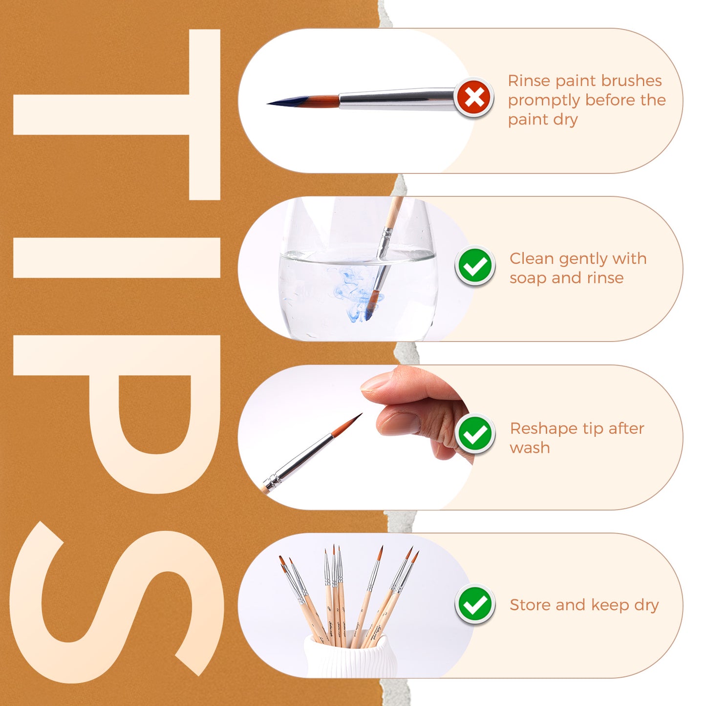 Goldenmaple 10pcs Professional Miniature Brush Set