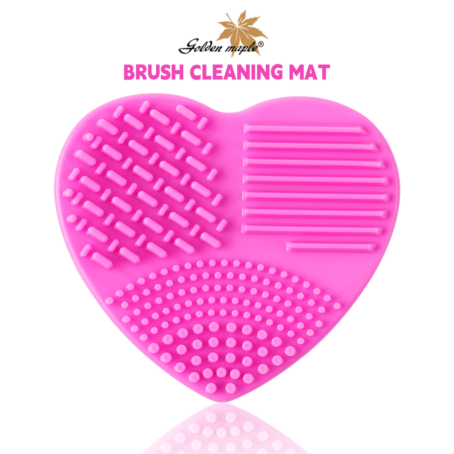 Golden Maple Brush Cleansing Brush Cleaner,Soft Silicone Washing Scrubber,Heart shaped Scrub for Cosmetic Makeup Brush Cleaning Mat