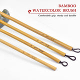 Golden Maple bamboo watercolor brush set: comfortable grip, sturdy, durable brushes with hanging loops for artists.