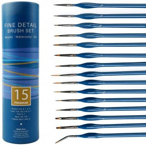 Golden Maple 15pcs Professional Nylon Hair Blue Handle Artist Painting Brush Sets