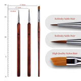 Kolinsky Sable Detail Brushes (4/0,1) & Synthetic Nylon Angled Brush (0) for Watercolor, Oil & Acrylic.