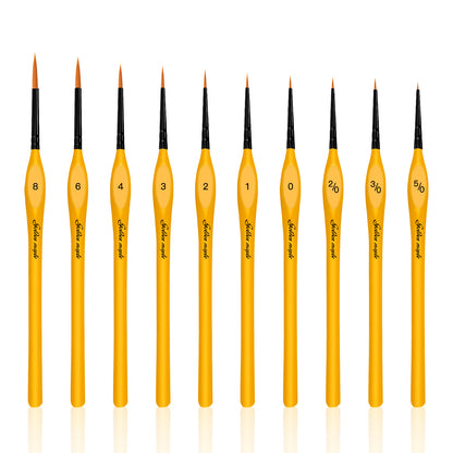 Golden Maple 10 PCS Miniature Detail Brushes Nylon Triangle Set