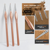 6pcs Extra Fine Detail Miniature Paint Brush Set with Synthetic Nylon Bristles, Ergonomic Handles & Plated Brass Ferrules.