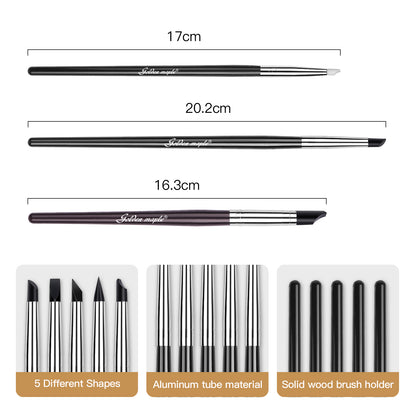 Golden Maple Clay Shapers - Color Shapers  Black Firm Clay Coloring Drawing Tool Set - 5pcs Silicone Tips, Clay Shapers, Pottery Painting Tools