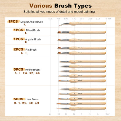 Golden Maple Professional All-in-One Set, 15 PCS Model Detail Paint Brush Set