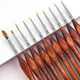 GoldenMaple Micro Detail Paint Brush Set: synthetic nylon fine point, liner & angled brushes for watercolor, acrylic & oil.