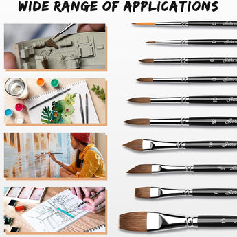 GoldenMaple Sable Watercolor Brush set is widely used for detail, miniature, and fine art applications. Ideal for all levels.