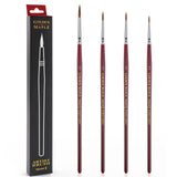 GoldenMaple Master I Artist Brushes with 4 Kolinsky sable detail brushes, sizes 2/0-5/0.