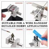 The miniature vise handles detailed tasks like engraving, cutting, coloring, and grinding.