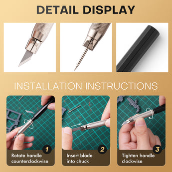Detailed display and installation steps of the craft knife.