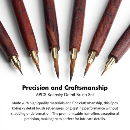 Golden Maple 6PCS Kolinsky Detail Brush Set