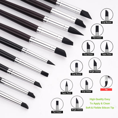 Golden Maple Clay Shapers - Color Shapers  Black Firm Clay Coloring Drawing Tool Set - 5pcs Silicone Tips, Clay Shapers, Pottery Painting Tools