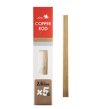 Golden Maple 2.5mm copper rods, 5 pcs, in red and white packaging for hobby projects.