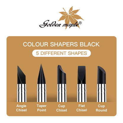 Golden Maple Clay Shapers - Color Shapers  Black Firm Clay Coloring Drawing Tool Set - 5pcs Silicone Tips, Clay Shapers, Pottery Painting Tools