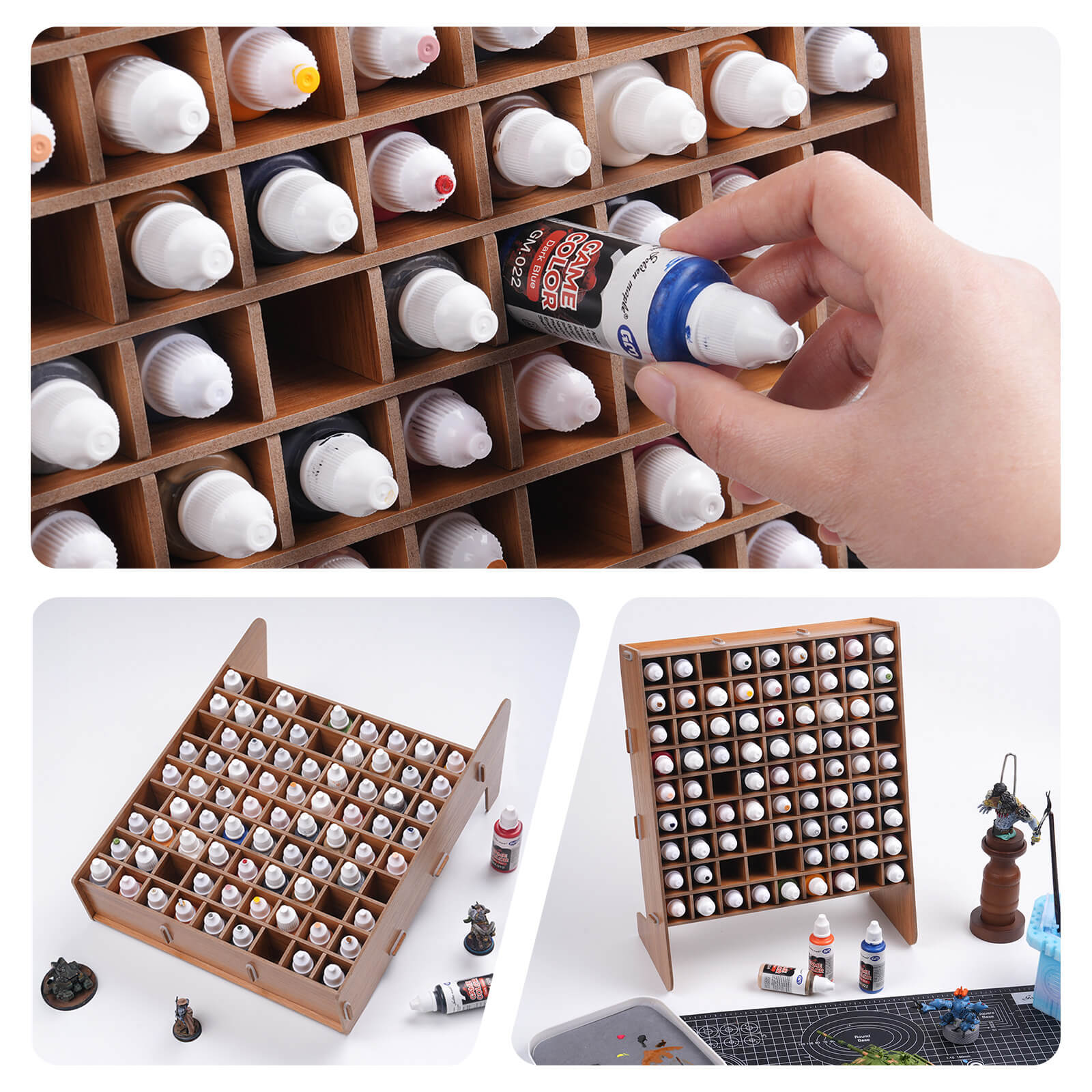 Miniature Collection Rack 81-Hole Wooden Paint Rack - Miniature Storage | Goldenmaple – goldenmaple