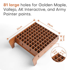 81-Hole Wooden Paint Rack Organizer for Miniature Paints