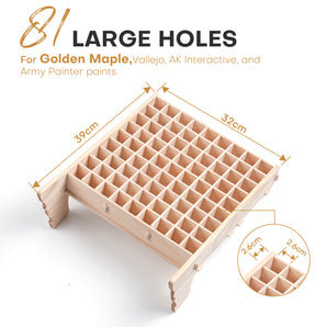 81-Hole Wooden Paint Rack Organizer for Miniature Paints