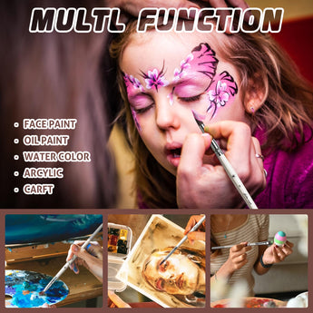 Golden Maple multi-function synthetic detail brush set for face paint, oil, watercolor, acrylic, & craft projects.
