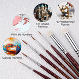 Kolinsky Sable detail brush set for miniature painting, perfect for Warhammer, Citadel, acrylic, watercolor & paint by numbers.