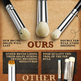 GoldenMaple Miniature Detail & Dry Brush Set, showcasing superior shape retention & anti-shedding double ferrule design vs others.