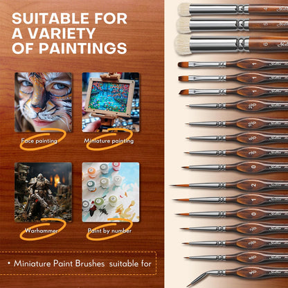 18PCS Micro Detail Paint Brush Set, Small Fine Detail Model Brushes，Dry Brushes